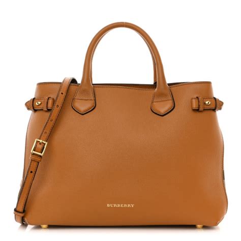 burberry grainy calfskin house check medium banner tote cognac|burberry clothing for men.